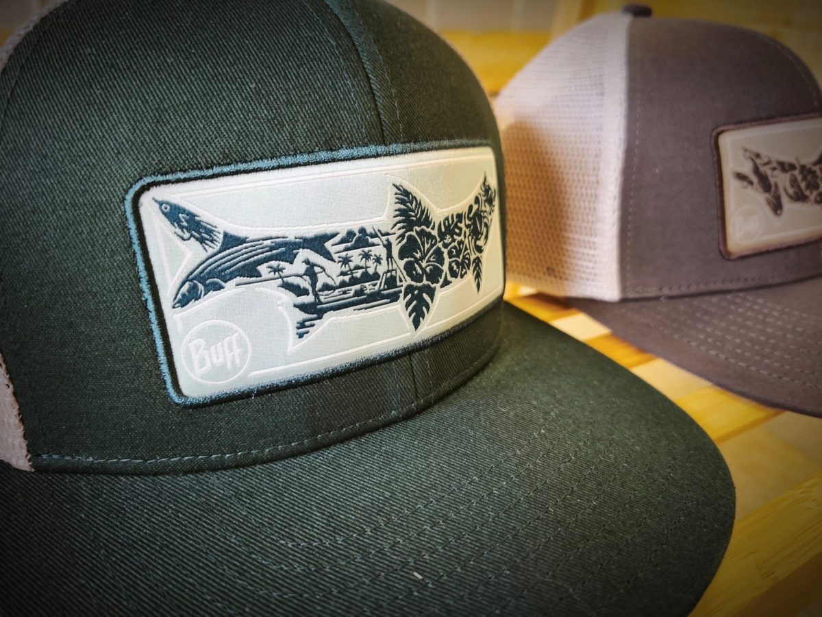 Fly fishing caps with fish patch — Soča Trout shop in Bovec